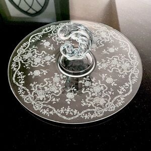 1940's Fostoria Romance Etched Glass Center Handle Platter - Excellent Condition
